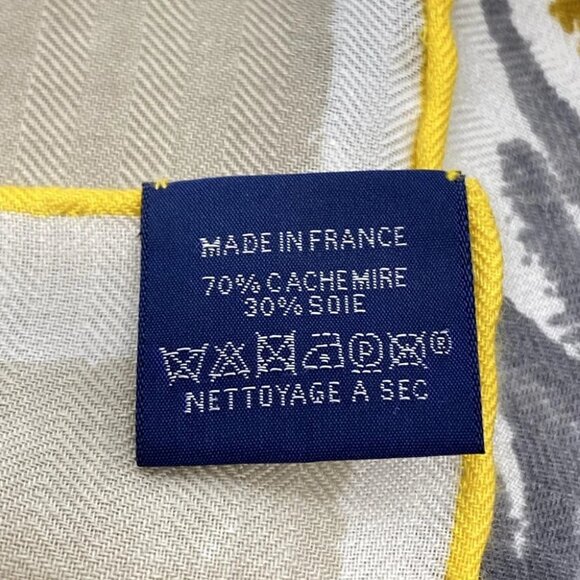 HERMES Kare H 100 - Natural Ochre Marine Cashmere Silk Scarf - Picture 6 of 6